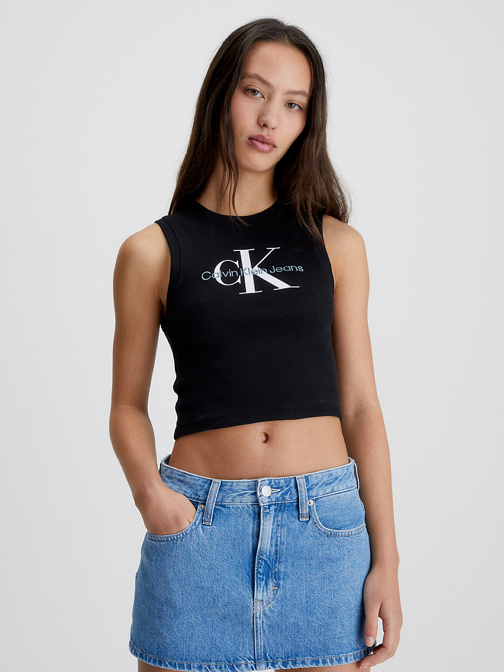 CK BLACK > Cropped Monogramm-Tanktop > undefined Damen - Calvin Klein