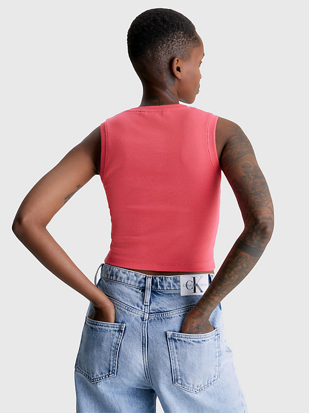 pink flash cropped monogram tank top for women calvin klein jeans