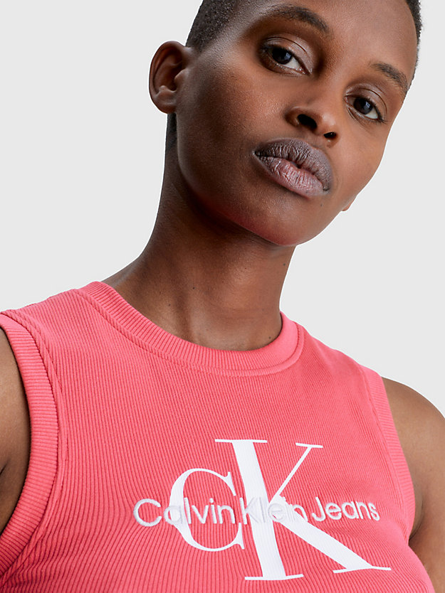 PINK FLASH Camiseta de tirantes Cropped con monograma de mujer CALVIN KLEIN JEANS