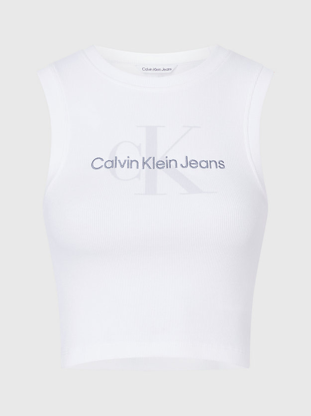 bright white cropped monogramm-tanktop für damen - calvin klein jeans
