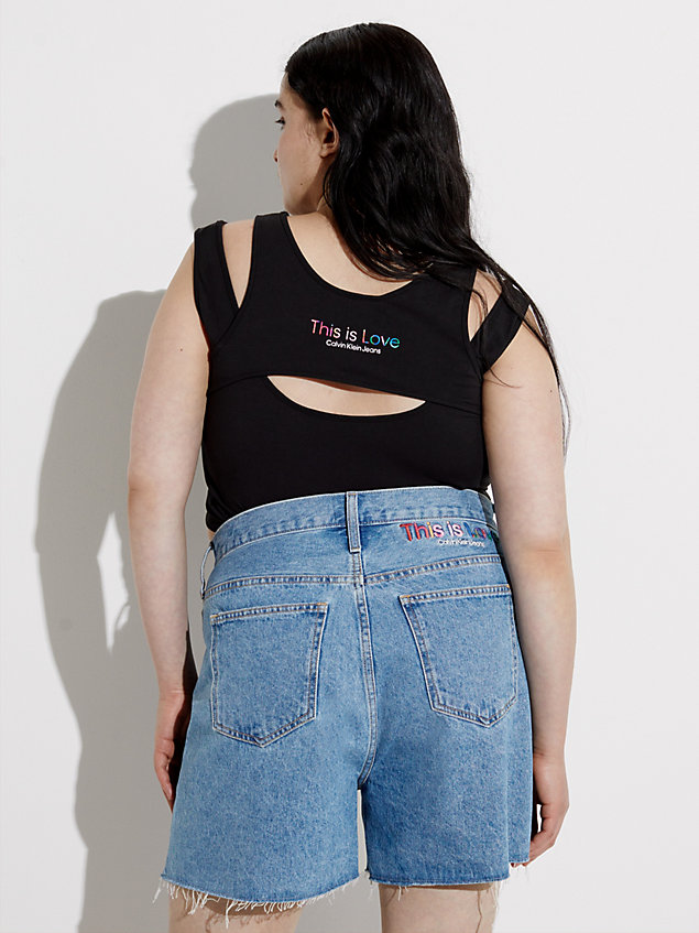 camiseta de tirantes cropped con cortes - pride black de mujer calvin klein jeans