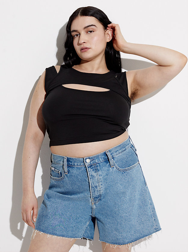 ck black cropped cut out tank top - pride for women calvin klein jeans