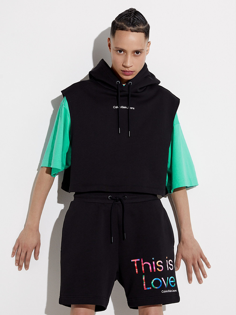 CK BLACK Cropped Sleeveless Hoodie - Pride undefined women Calvin Klein