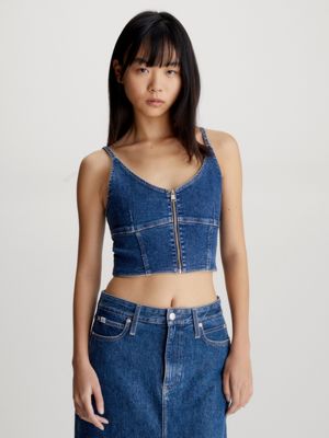 Calvin Klein Jeans BRALETTE - Blouse - denim medium/blue denim