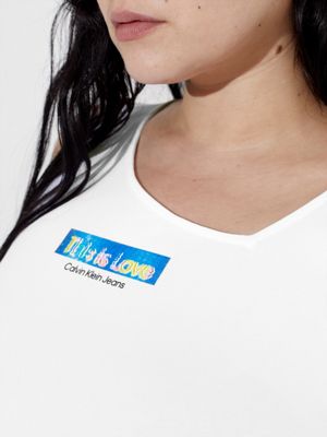 BRIGHT WHITE Débardeur slim court - Pride for femmes CALVIN KLEIN JEANS