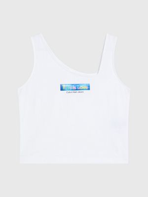 BRIGHT WHITE Débardeur slim court - Pride for femmes CALVIN KLEIN JEANS