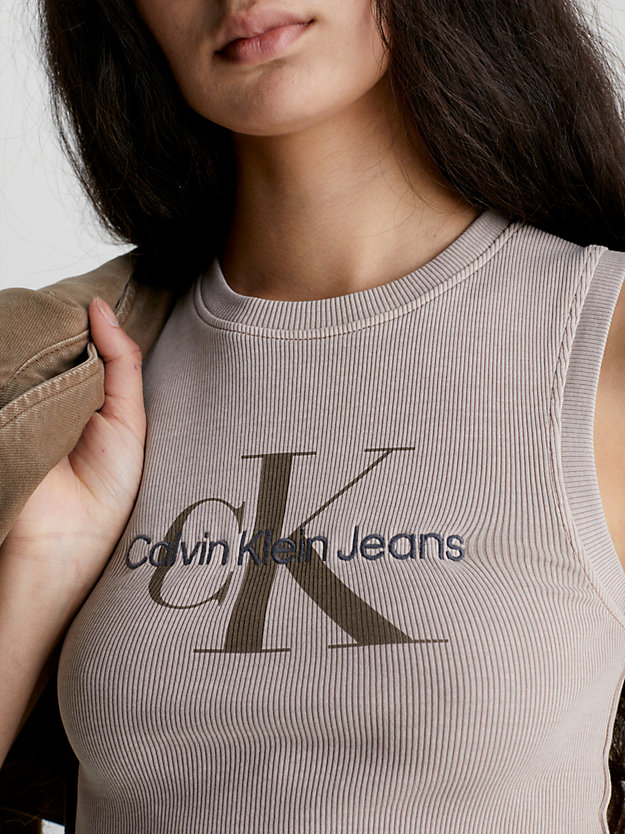 shitake cropped monogram tank top for women calvin klein jeans