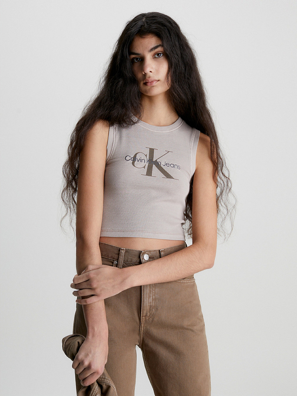 SHITAKE Cropped Monogram Tank Top undefined women Calvin Klein