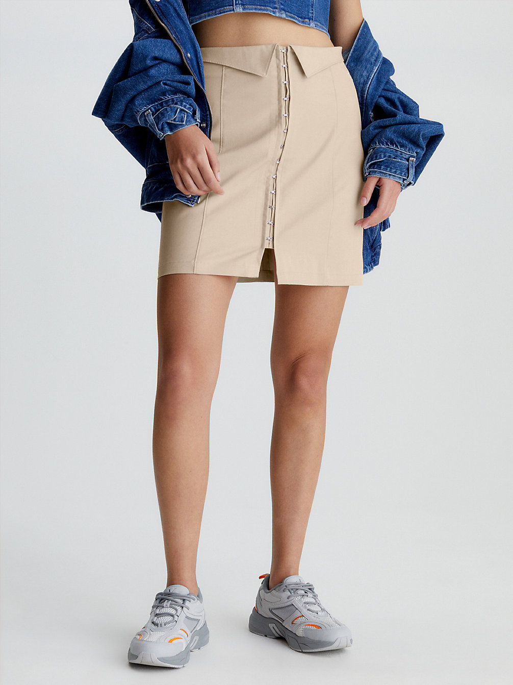 SOFT BEIGE Hook And Eye Mini Skirt undefined women Calvin Klein