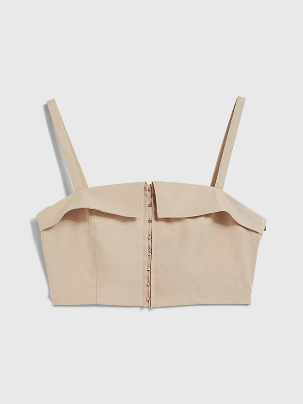 soft beige hook and eye bandeau top for women calvin klein jeans