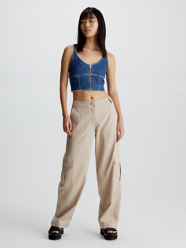 beige relaxed cargo pants for women calvin klein jeans