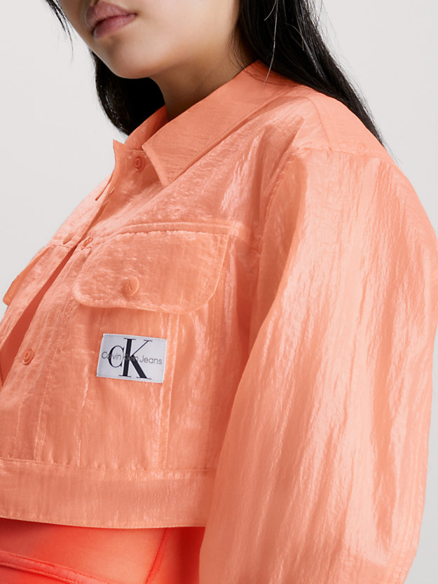SUMMER SQUASH Sheer Crinkle Nylon Cropped Jacket for women CALVIN KLEIN JEANS