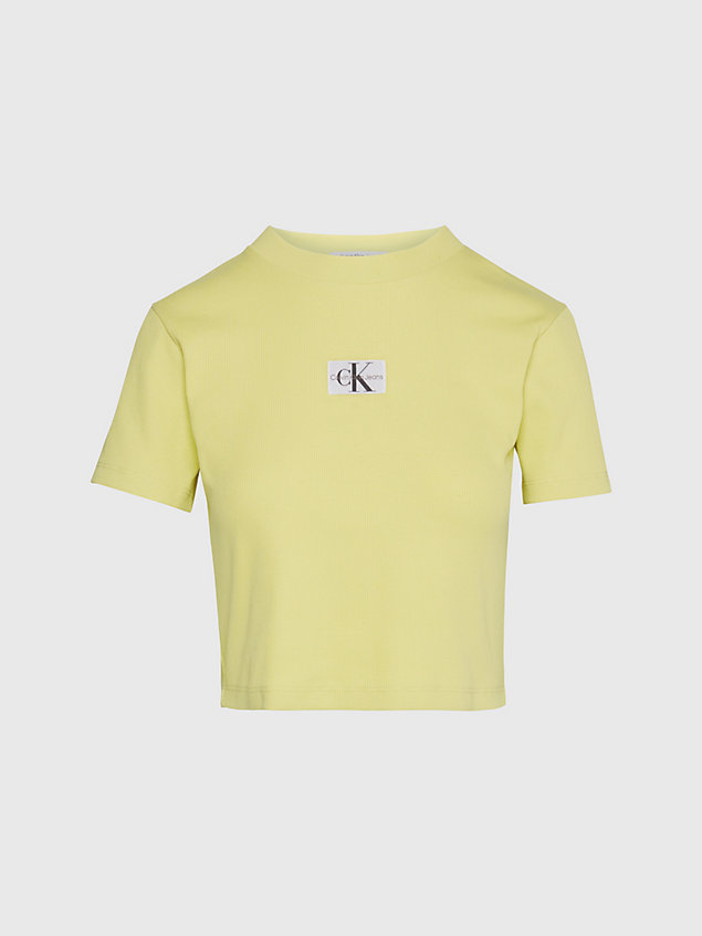 gold ribbed jersey badge t-shirt for women calvin klein jeans