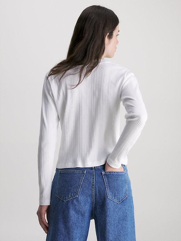 bright white t-shirt met lange mouwen van geribd jersey voor dames - calvin klein jeans