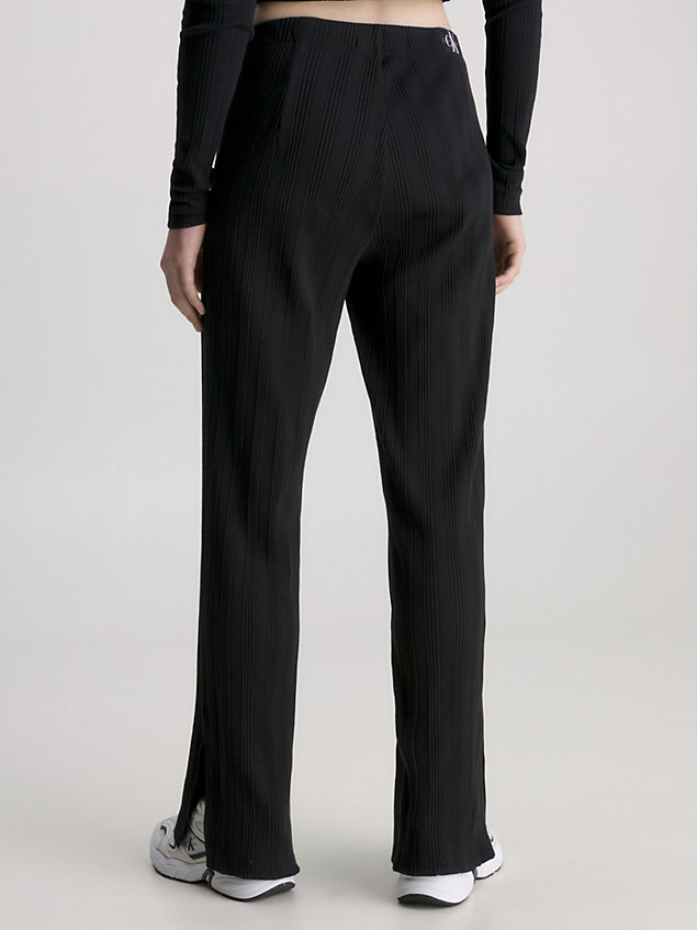 black ribbed jersey straight trousers for women calvin klein jeans