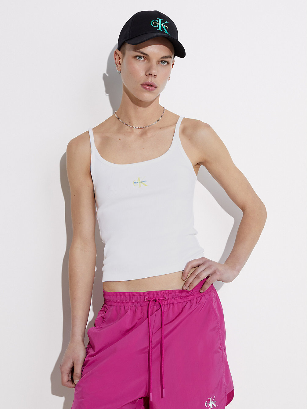 BRIGHT WHITE Schmales Tanktop – Pride undefined Damen Calvin Klein