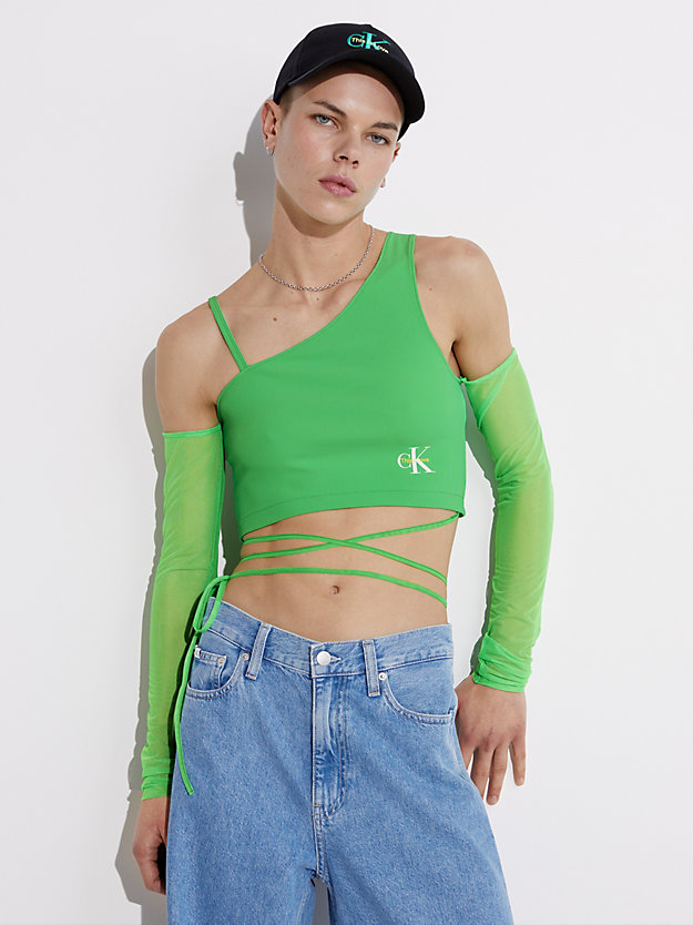 laguna green mouwloze top met koordje in de taille - pride voor dames - calvin klein jeans