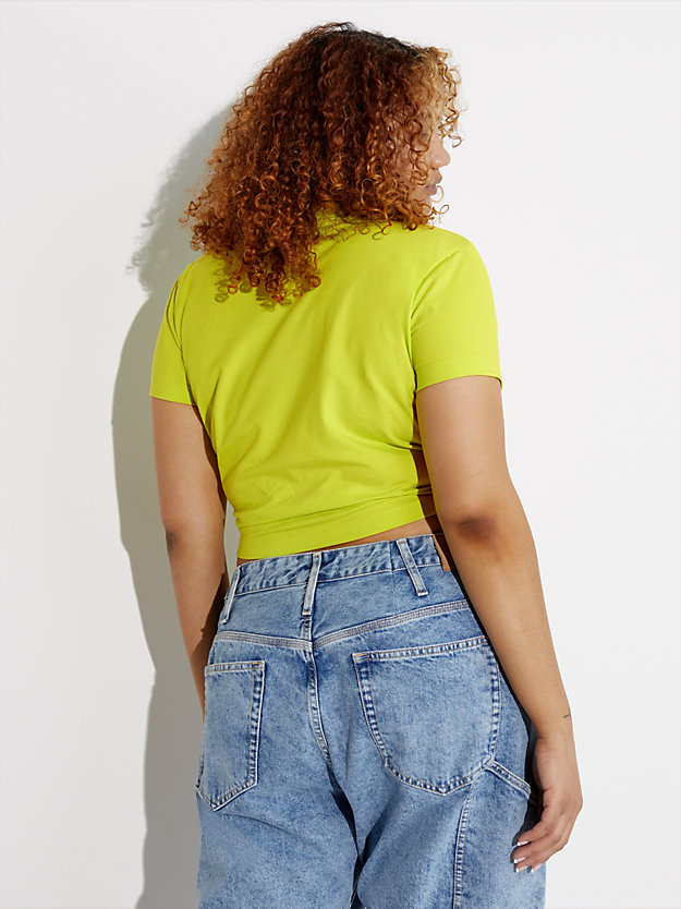 lemon lime slim monogram t-shirt - pride for women calvin klein jeans