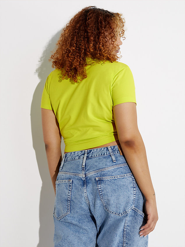 camiseta slim con monograma - pride green de mujer calvin klein jeans
