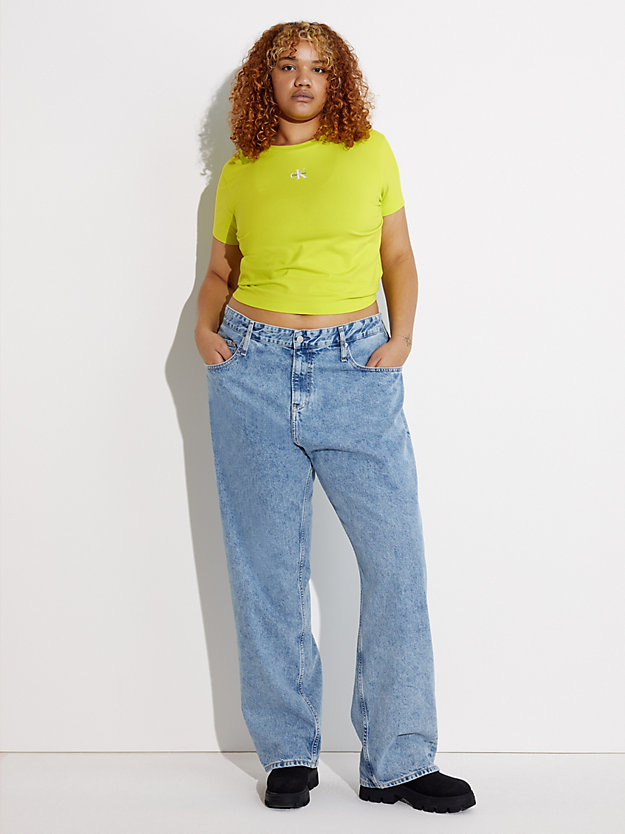 t-shirt slim con monogramma - pride lemon lime da donna calvin klein jeans