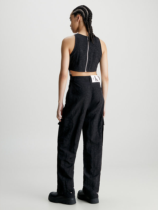ck black 2-in-1-jumpsuit mit cut-out für damen - calvin klein jeans