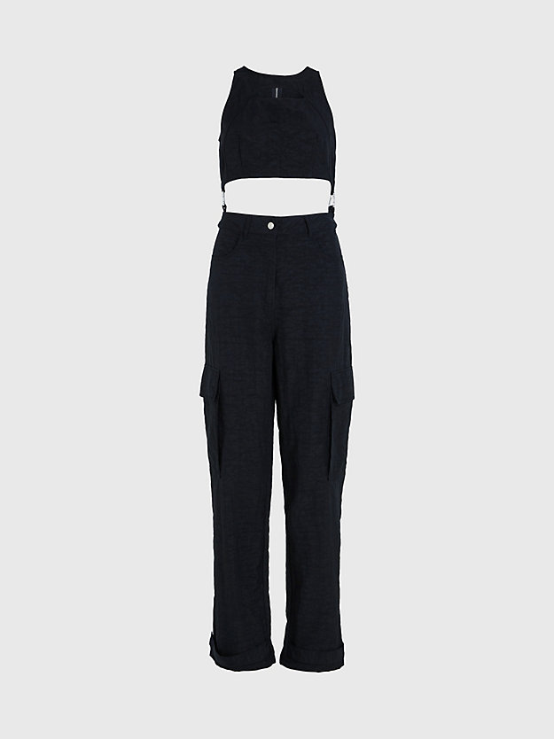 ck black 2-in-1 cut out jumpsuit for women calvin klein jeans