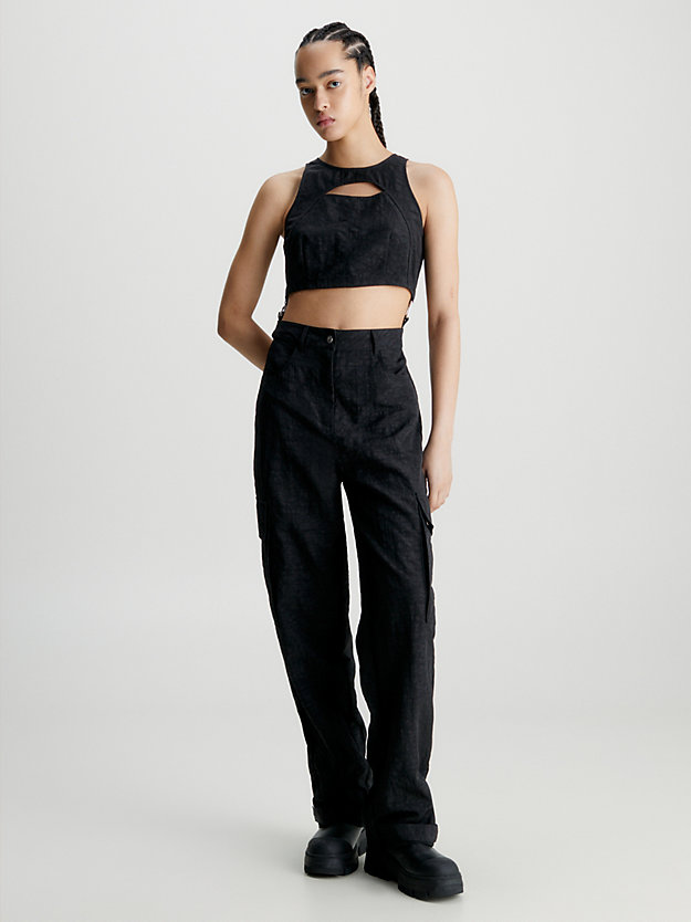 ck black 2-in-1-jumpsuit mit cut-out für damen - calvin klein jeans