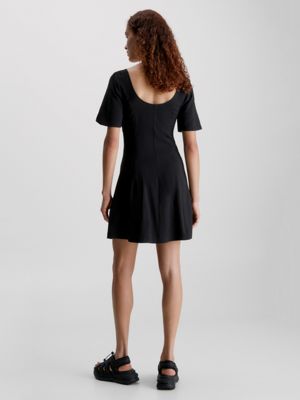 Black button shop skater dress