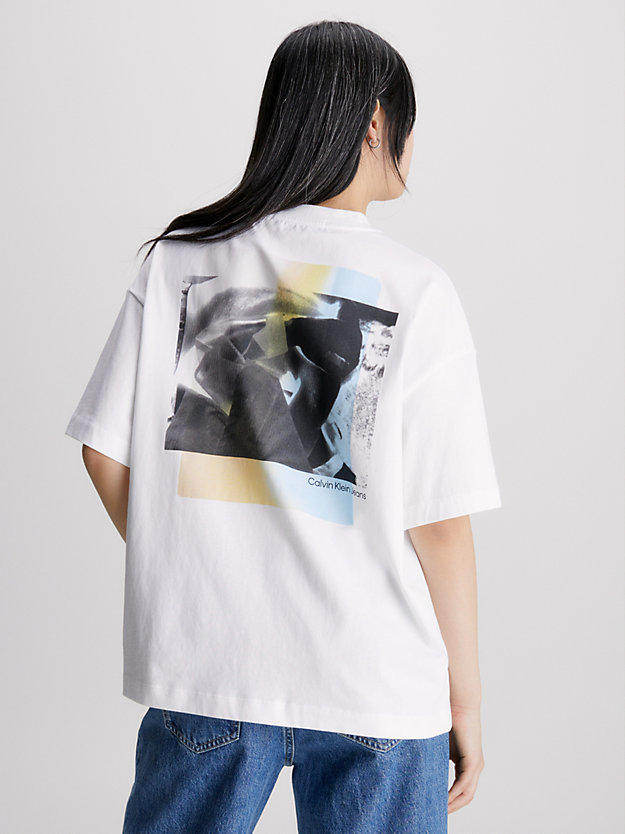 BRIGHT WHITE Swobodny T-shirt z nadrukiem ze zdjęcia dla Kobiety CALVIN KLEIN JEANS