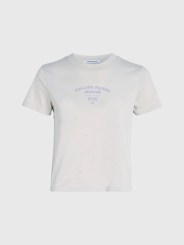 camiseta slim con logo universitario eggshell de mujer calvin klein jeans