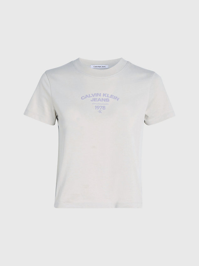 beige slim varsity logo-t-shirt für damen - calvin klein jeans