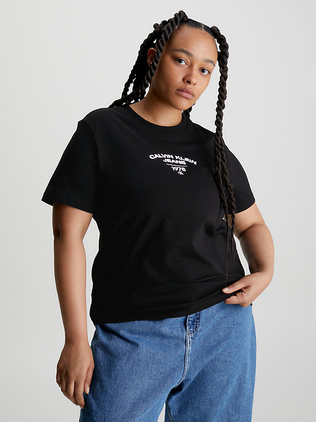 ck black slim varsity t-shirt met logo voor dames - calvin klein jeans