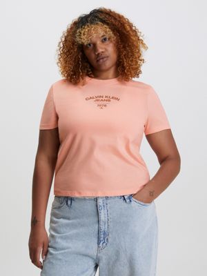 Calvin klein women's pink t clearance shirt