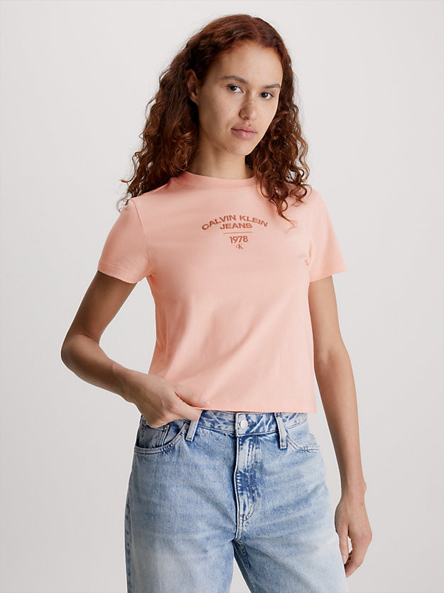 faint blossom slim varsity t-shirt met logo voor dames - calvin klein jeans