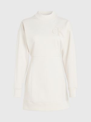 eggshell relaxed sweatshirt dress for women calvin klein jeans