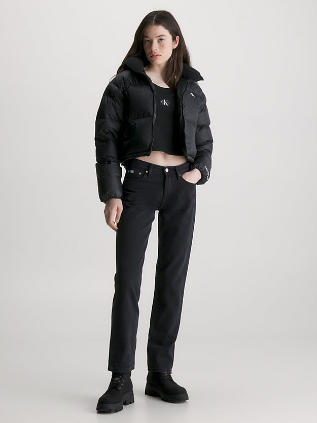 chaqueta de plumas cropped ck black de mujer calvin klein jeans