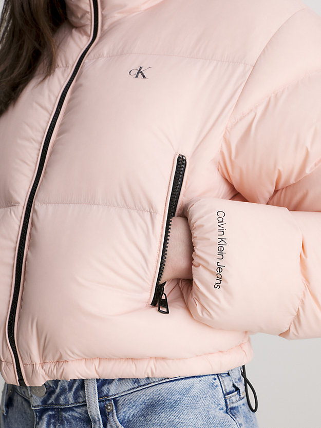 faint blossom cropped down puffer jacket for women calvin klein jeans