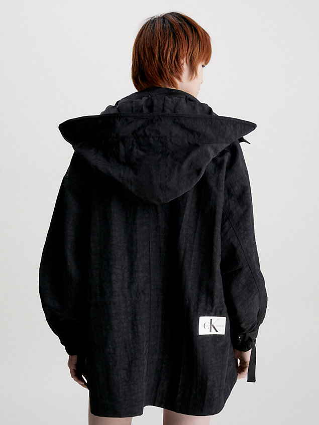 abrigo parka oversized con capucha black de mujer calvin klein jeans