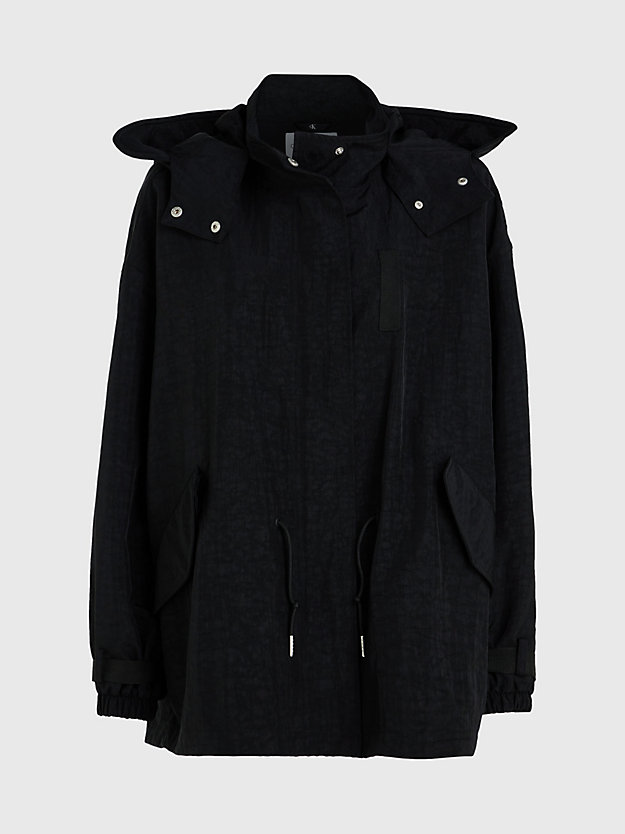 abrigo parka oversized con capucha ck black de mujer calvin klein jeans