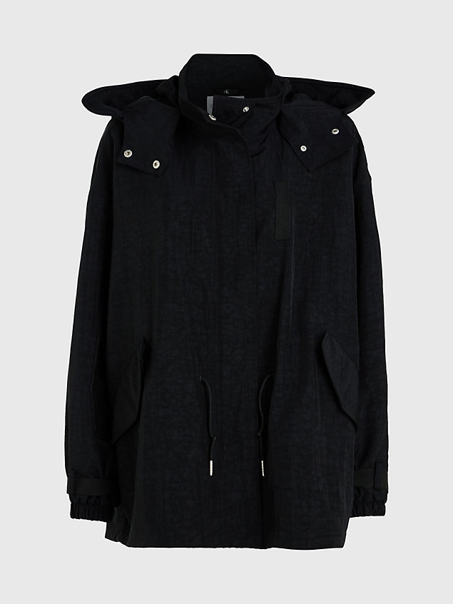 abrigo parka oversized con capucha black de mujer calvin klein jeans