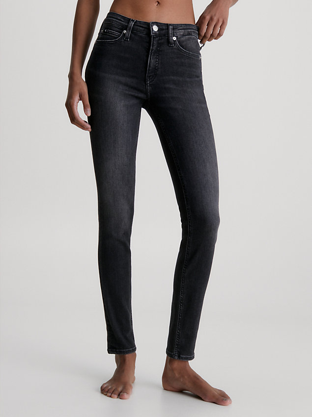 jeans skinny a vita media black da donna calvin klein jeans
