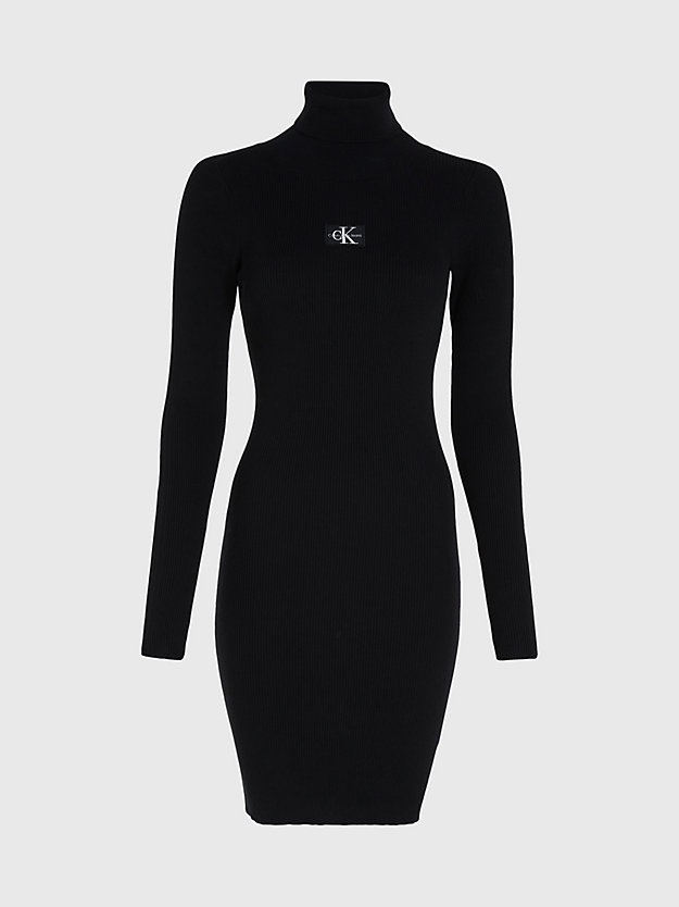CK BLACK Schmales Rollkragenpullover-Kleid für Damen CALVIN KLEIN JEANS