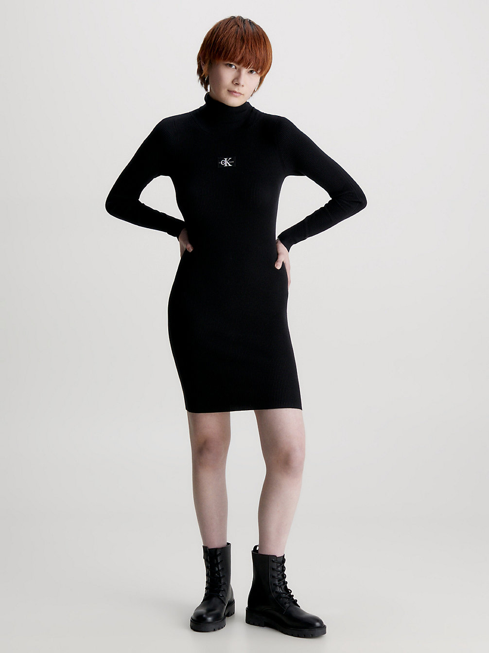 CK BLACK Robe Pull Slim À Col Roulé undefined femmes Calvin Klein
