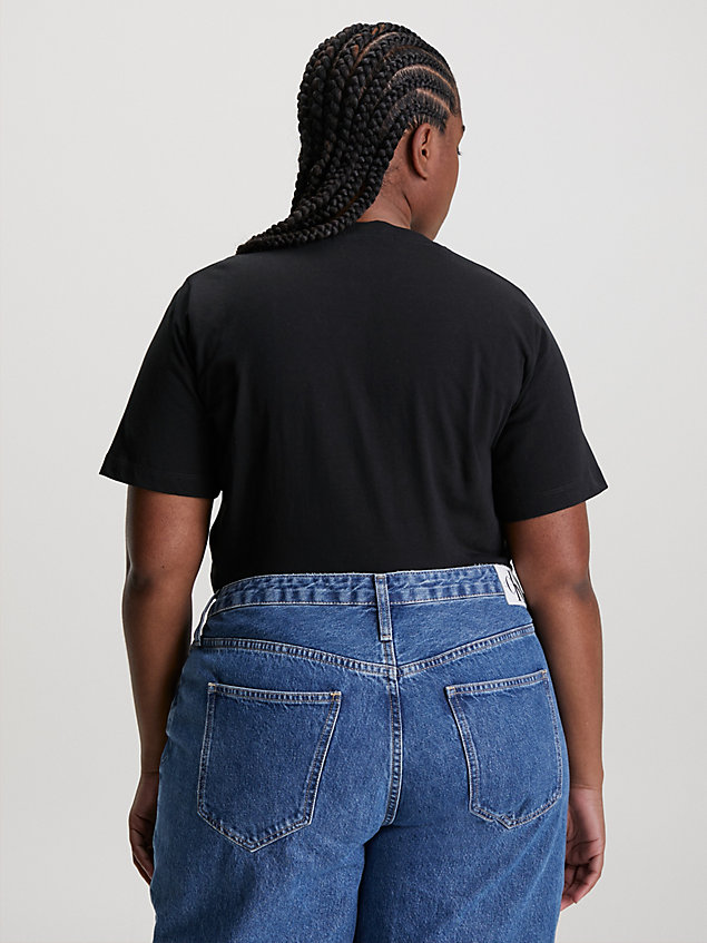 black monogramm-t-shirt in großen größen für damen - calvin klein jeans