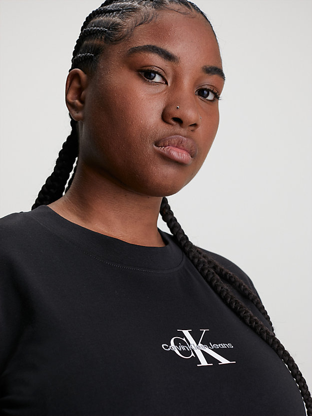 ck black t-shirt plus size z monogramem dla kobiety - calvin klein jeans