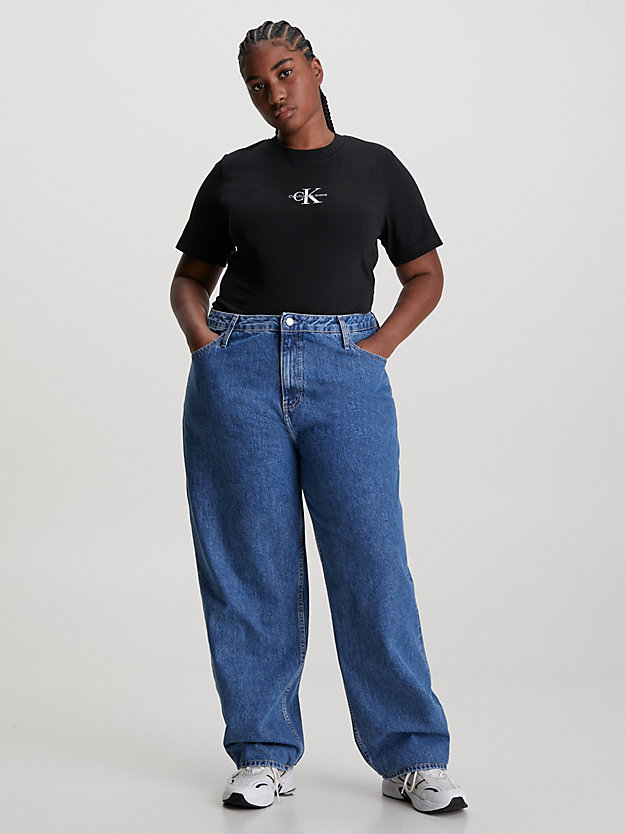 ck black plus size monogram t-shirt voor dames - calvin klein jeans