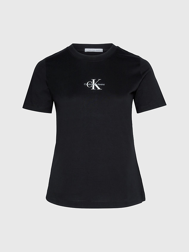 black t-shirt plus size z monogramem dla kobiety - calvin klein jeans