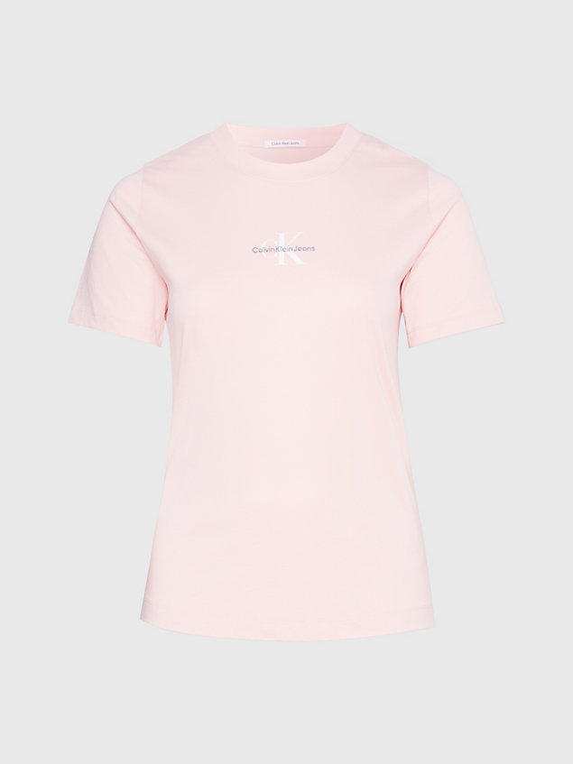 pink monogramm-t-shirt in großen größen für damen - calvin klein jeans