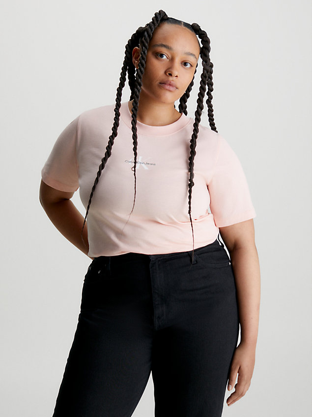 t-shirt grande taille avec monogramme pink pour femmes calvin klein jeans