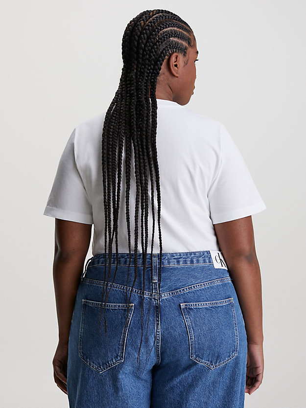 bright white monogramm-t-shirt in großen größen für damen - calvin klein jeans